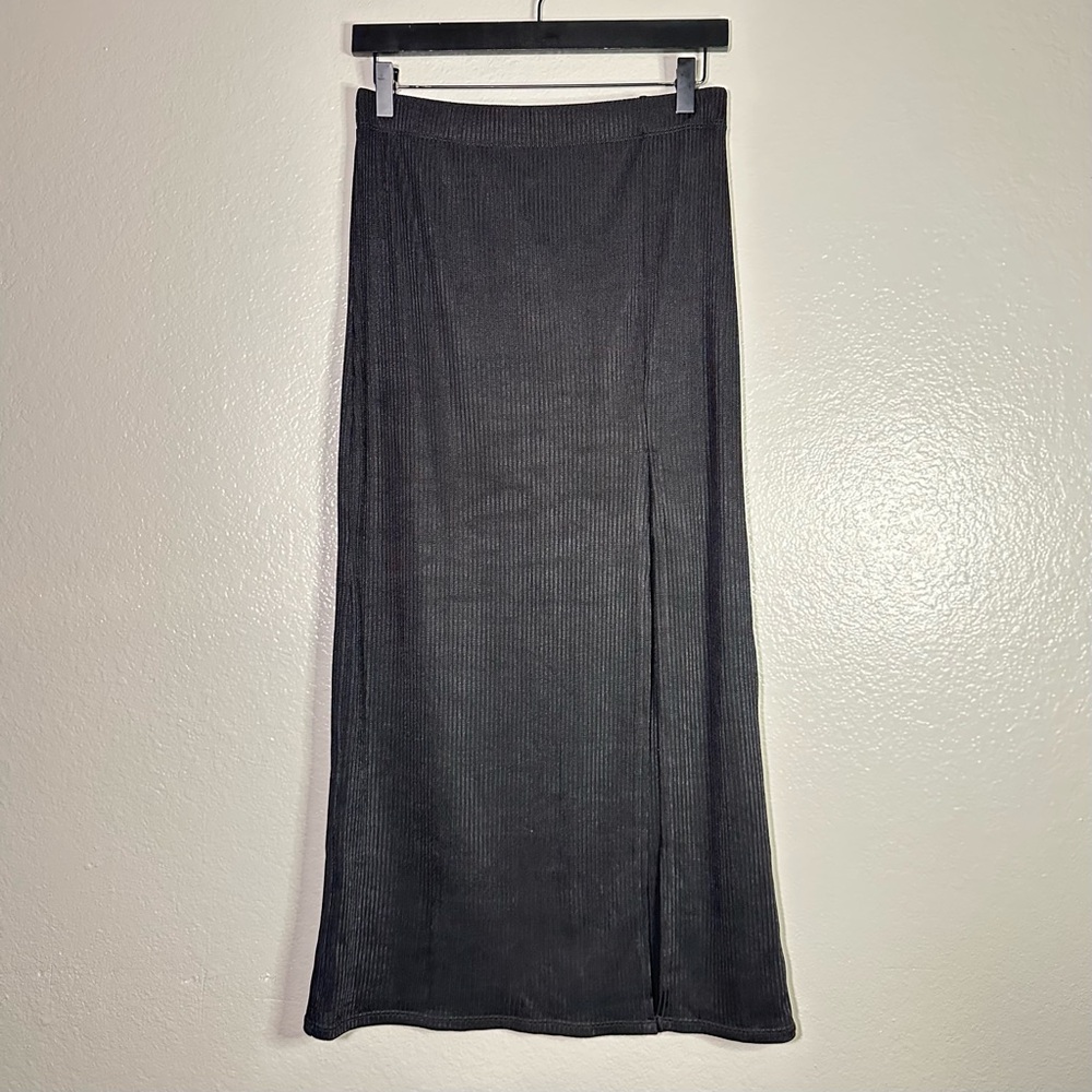 Free People No Excuse Ribbed Maxi Skirt in Black - Picture 3 of 7